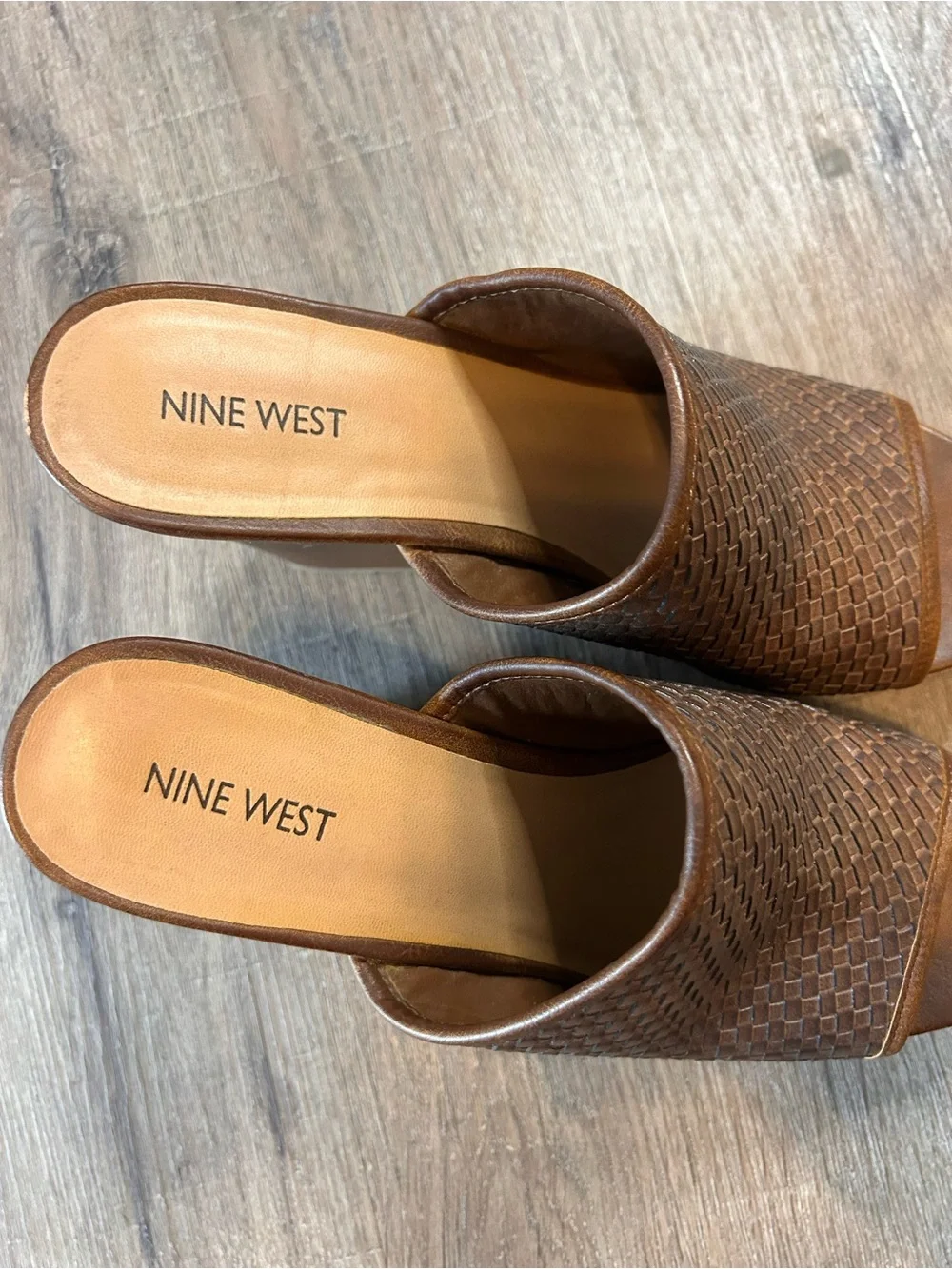 Nine West Isla Wedge Sandals Womens Size 11 Brown Woven Platform Open Toe